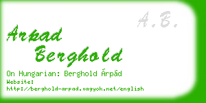 arpad berghold business card